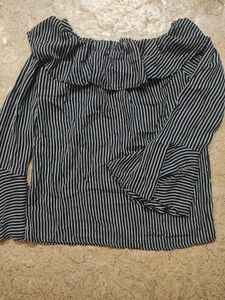 Striped Off-Shoulder Bell Sleeve Top