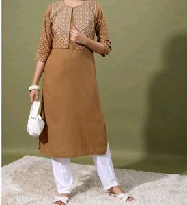 Stylish Brown Kurta Set with Jacket
