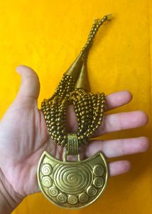 Boho Multilayered Beaded Brass Pendant Necklace