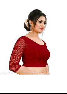 Maroon Lace Sleeve Blouse