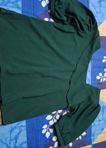 Elegant Emerald Green Puff Sleeve Top