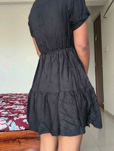 Chic Black Mini Shirt Dress
