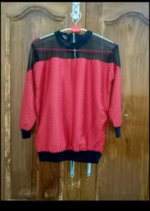 Branded Stylish Net Style Jipper Red Top Fir Girls