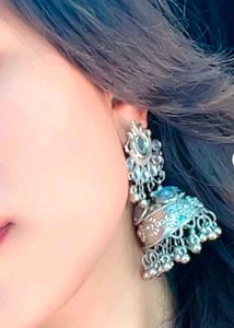 Oxidized Silver Jhumka Earrings
