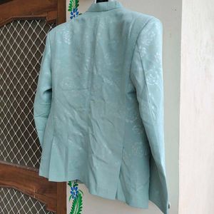 Men's Light Blue Brocade Nehru Jacket