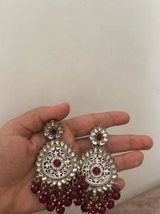 Exquisite Red Stone Jhumka Earrings