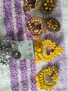 Oxidised Jhumka Earrings set of three pair