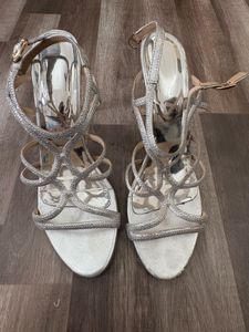 Silver Diamond Strappy Heels