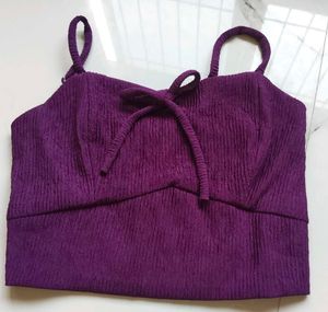 Purple Textured Crop Top