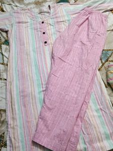 XXL Striped Kurta Set with Dupatta