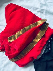 Elegant Black Kurta Set with Red Dupatta