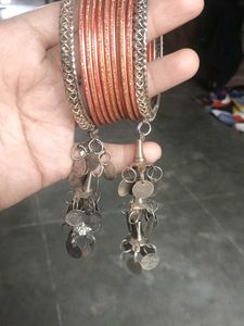 Sparkling Orange Bangles with Silver Accents