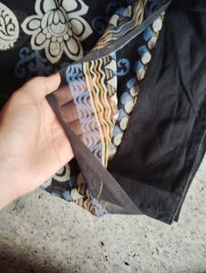 Black Saree with Paisley Border