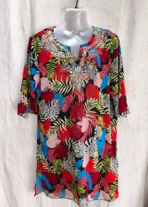 Vibrant Tropical Print Tunic