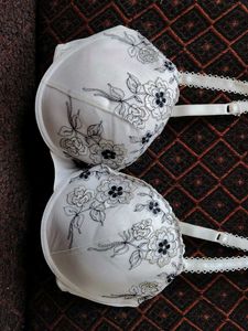 White Embroidered Bra