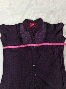 Elegant Purple Short Sleeve Blouse