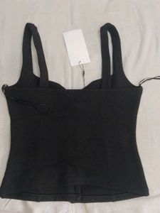 Black Button-Up Camisole Top