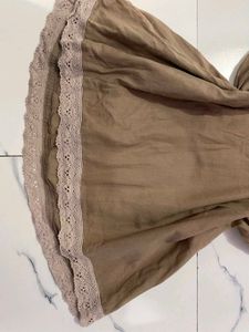Cute Lace Trimmed Brown Tank Top