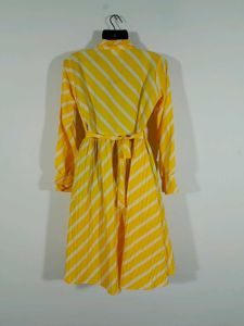 Yellow Striped Dress For Women's
