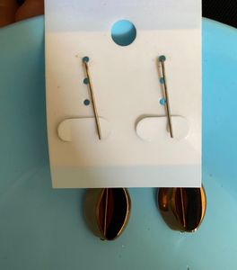 Brown Enamel Drop Earrings with Stone