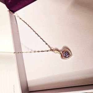 Beautiful Purple Stone Heart Anti-tarnish Necklace