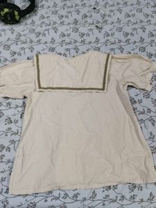 Beige Sailor Collar Top