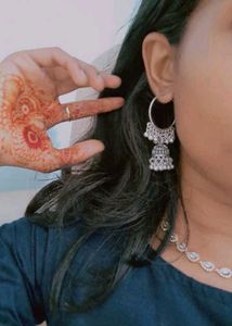 Silver Jhumka Hoop Earrings