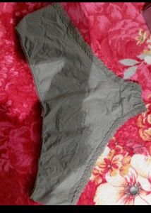 Elegant Grey Lace Trim Briefs