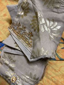 Embroidered Floral Sari And Free Surprise Gift