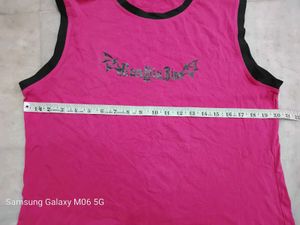 Pink Sleeveless T-Shirt with Bat Graphic