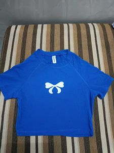 Blue T-Shirt with Bow Design