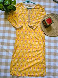 💫Vibrant Yellow Floral Print Kurta