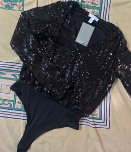 Sparkly Black Sequin Bodysuit