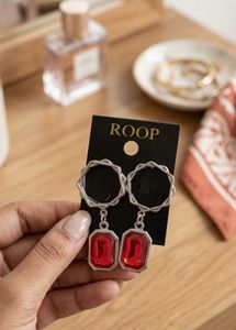 Chunky Red Gemstone Dangle Earrings