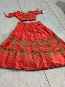 Orange Embroidered Lehenga Choli Set