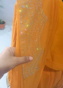 Elegant Orange Saree with Embellishments