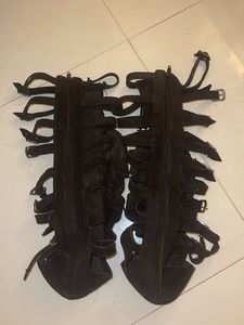 Black Fringed Gladiator Sandals