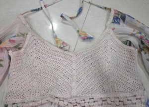 Floral Crochet Bodice Top with Flowy sleeves
