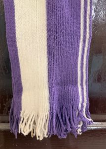 Purple &amp; Cream Striped Scarf