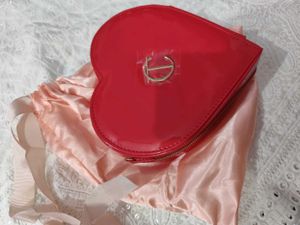 Red Heart Shaped Clutch Bag