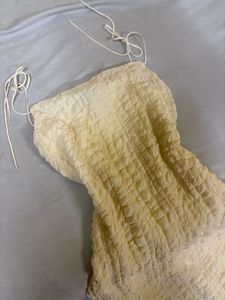 Light Yellow Textured Mini Dress