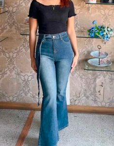 Flared Blue Denim Jeans