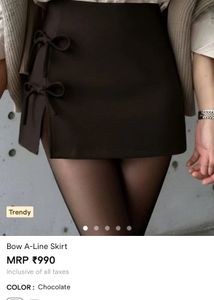 Chic Brown Bow A-Line Skirt