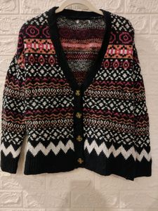 Navy Blue Button Sweater