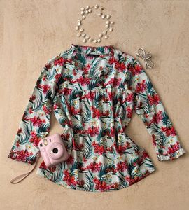 Floral Print Ruffle Trimmed Top