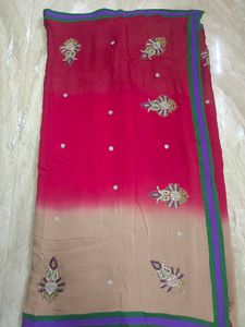 Pure Georgette dual shade saree used gently