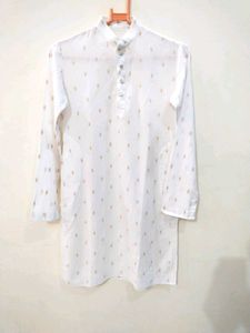 boy's White Printed Kurta set