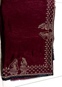 Maroon bridal Saree with Embellishments