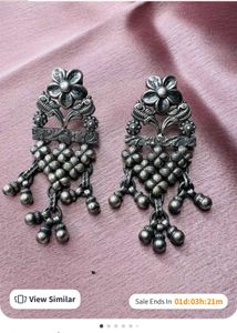 Silver Tone Flower & Bird Dangle Earrings