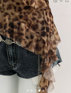Leopard Mesh Ruffle Cami Top